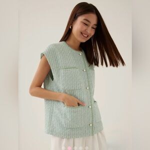 Love, Bonito Kolin Relaxed Tweed Vest – Green (Size L, NWT)